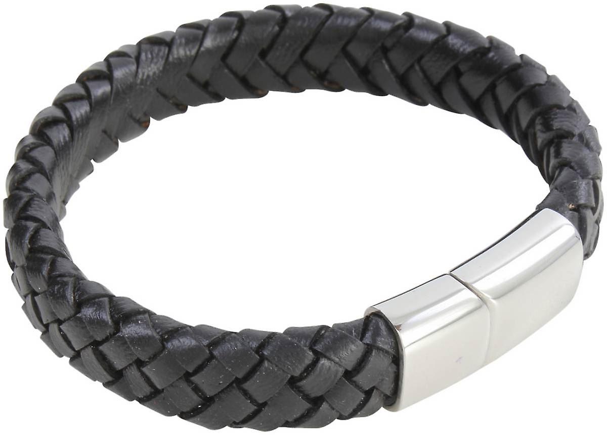 David Van Hagen 8mm Leather Bracelet - Black
