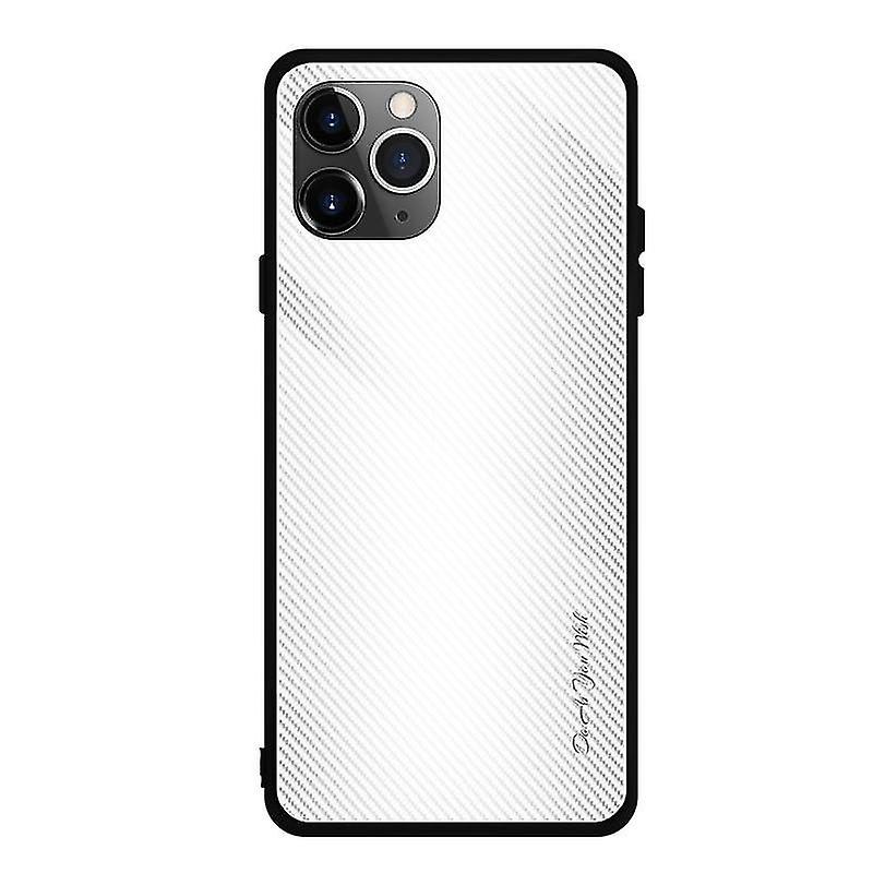 For Iphone 11 Carbon Fiber Texture Gradient Color Glass Case(red)