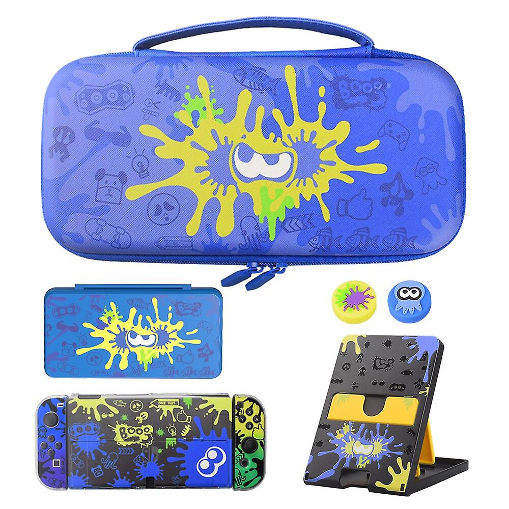 Splatoon3 Switch Oled Storage Carry Bag Accessories Kit Cover Case Ns Stand Bracket With Analog Grips For Nintendo Switch Oled