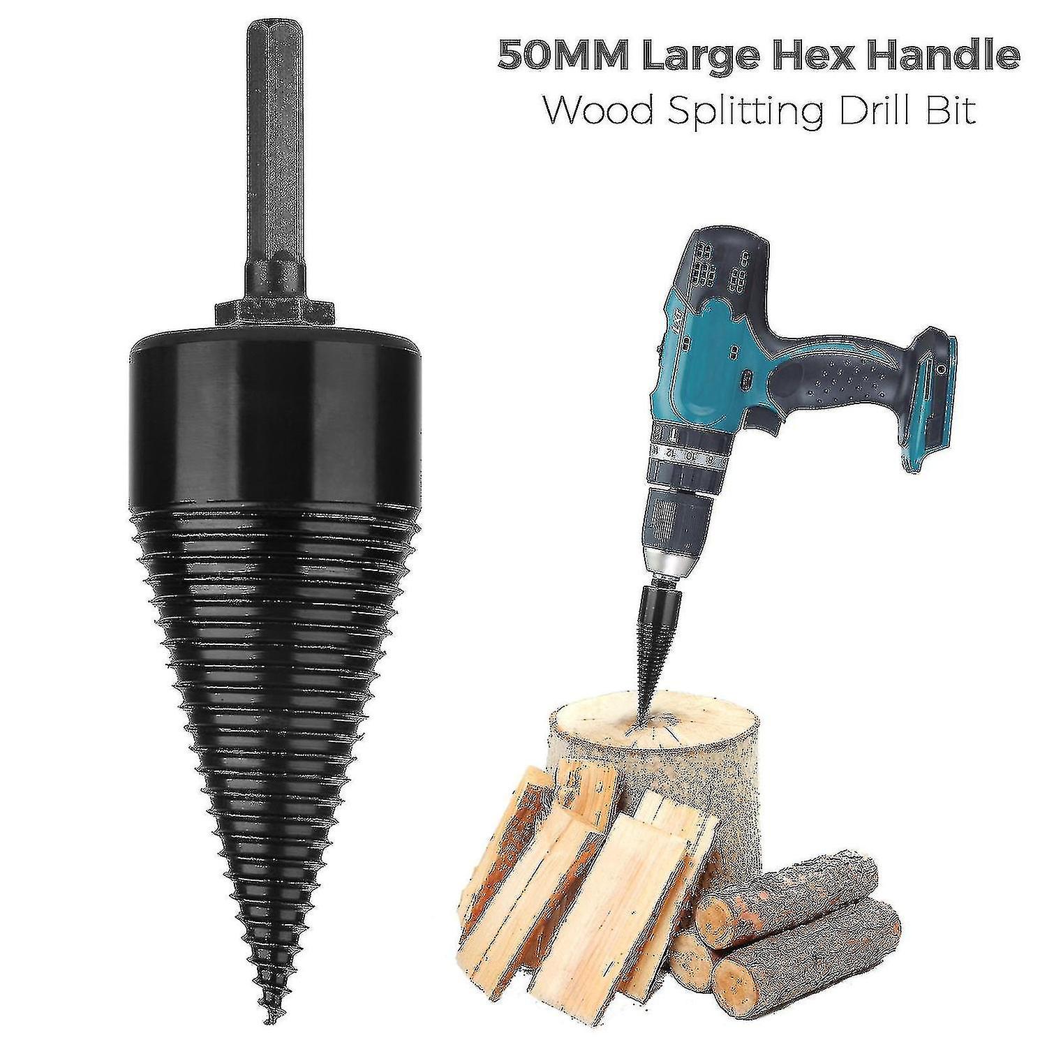 Industrial Firewood Drill Bit Wood Cone Hex Shank Wood Log Splitter Screw Splitting 32mm