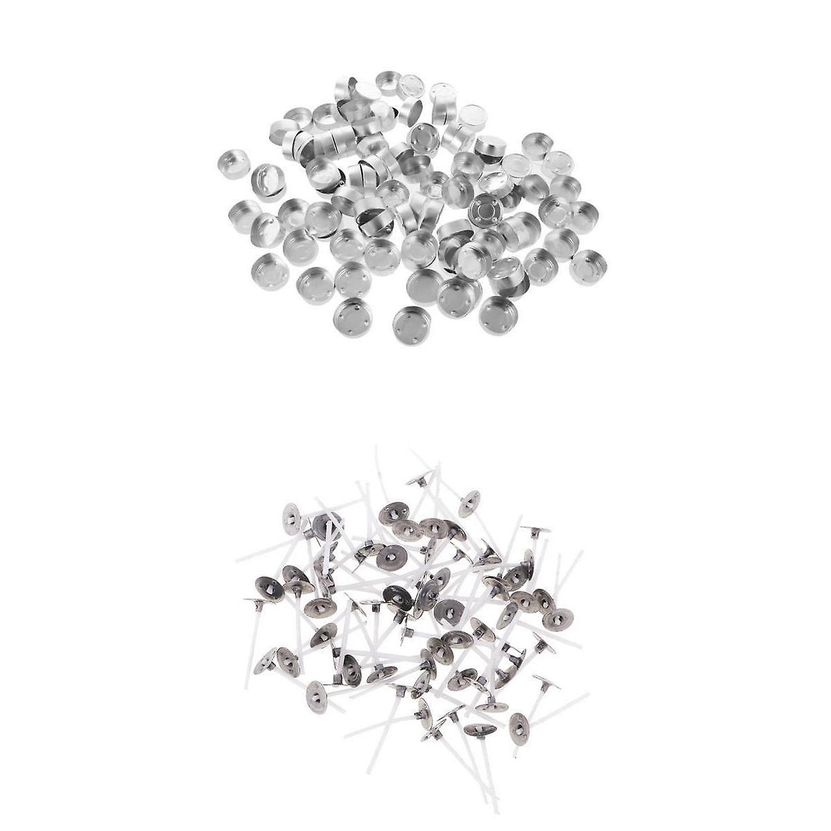 200 Pcs Aluminium Tea Light Case Containers & Candle Wicks Candles Making
