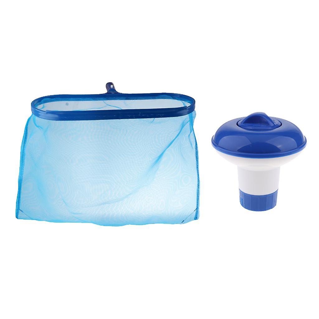 Swimming Pool Leaf Skimmer Mesh Net with Floating Chlorine Dispenser Set