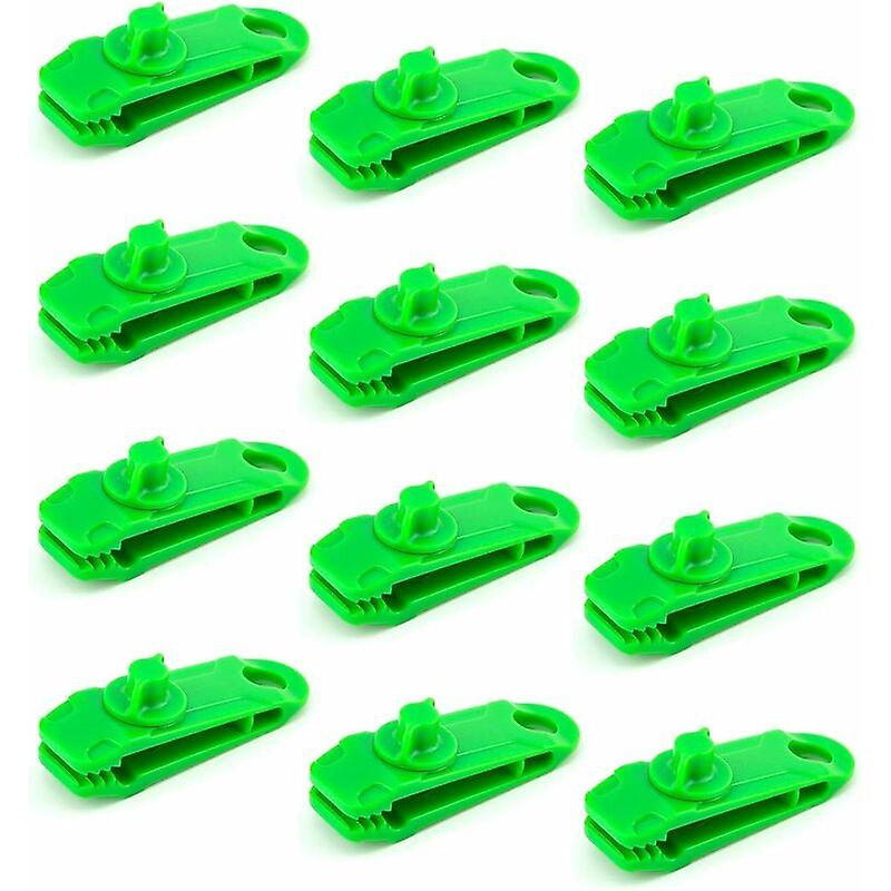 12 Pieces Set of Locking Clips Multi-Function Secure Tarp Clips for Camping Canopy Activities-Green