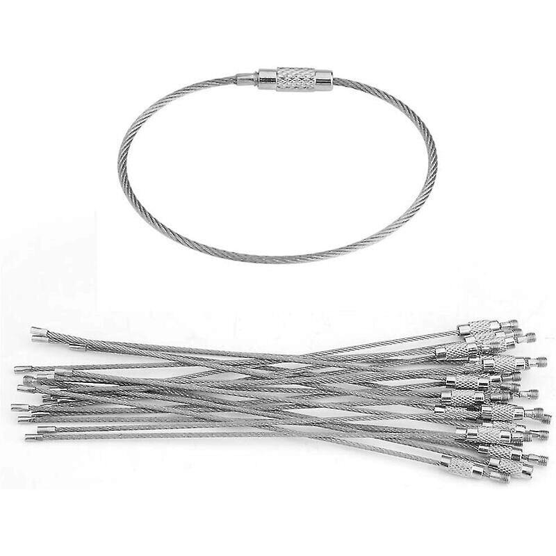 Wire Key Chains, Key Chain Ring Stainless Steel Cables, Ring Loop Cables with Gaskets 20Pcs