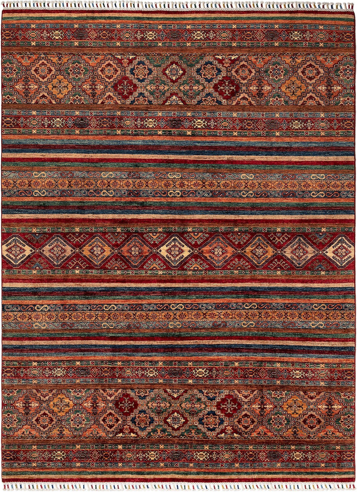 Hadorn Torkman 211x287 with Multicolor Hand Made Afghanistan Rug