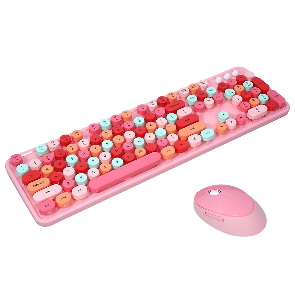 Mofii Sweet Keyboard Mouse Combo Mixed Color 2.4G Wireless Keyboard Mouse Set Circular Suspension Ke