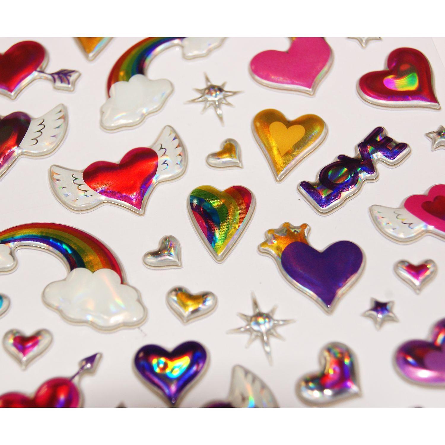 Stickers - Foam - Hearts - Holographic