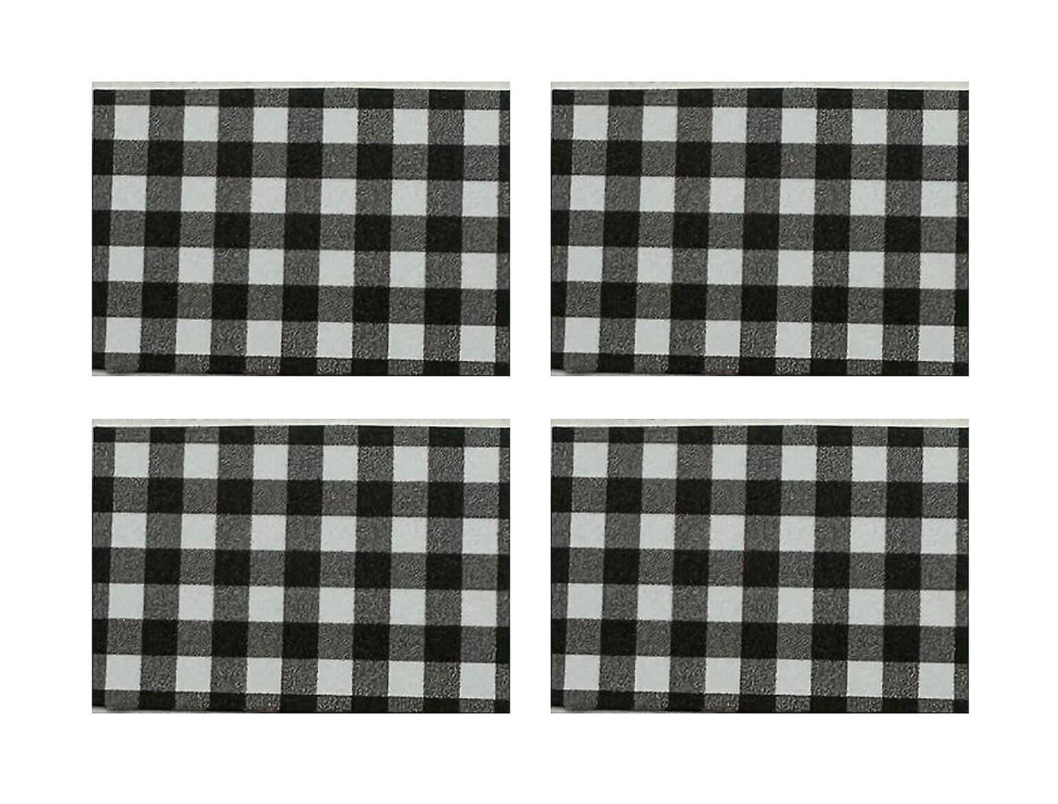 Dolls House Black & White Check Placemats Table Mats Dining Room Accessory 1:12
