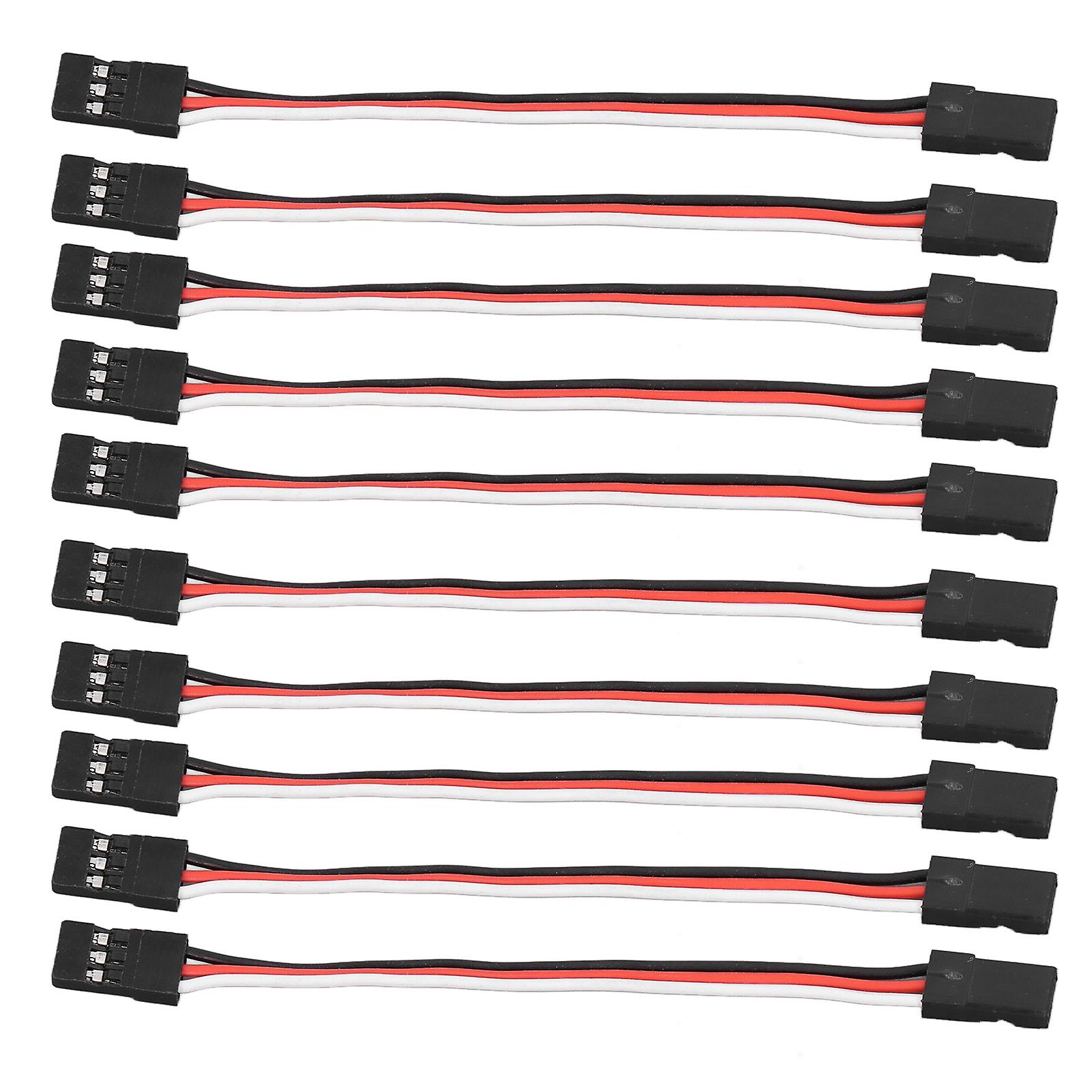 10pcs 3 Pin Servo Extension Cable Car Servo Motor Connecting Line Brass Inner Core 100mm Female to Female