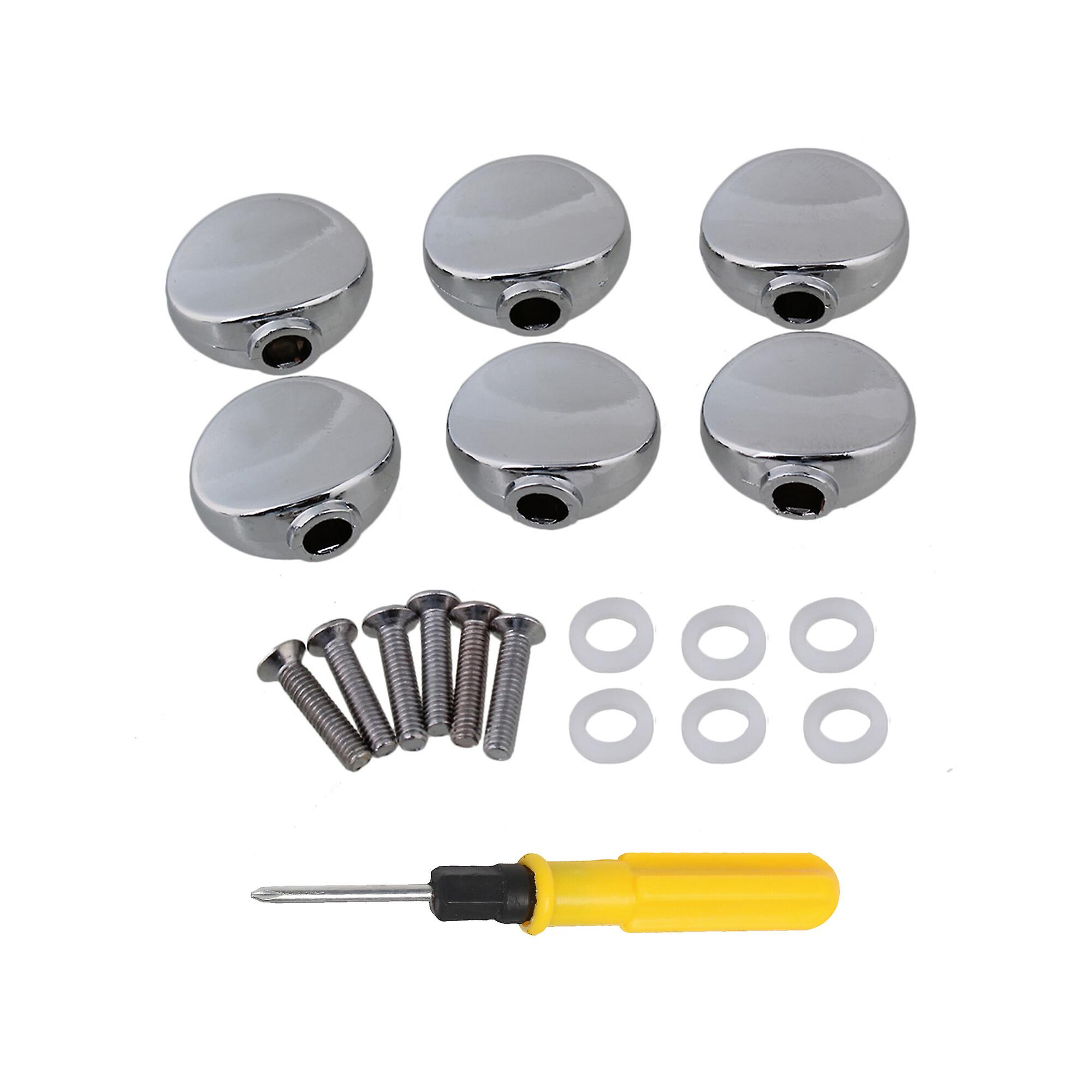 7 Pcs Metal Guitar Machine Head Buttons Tuning Peg Chrome w/ Screwdriver