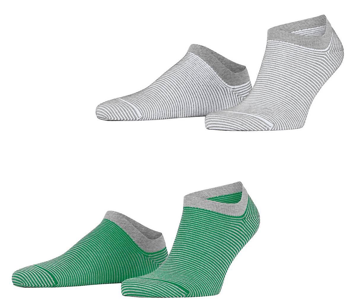 Esprit Allover Stripe 2er Pack Sneaker Socken - Grün/Grau/Weiß