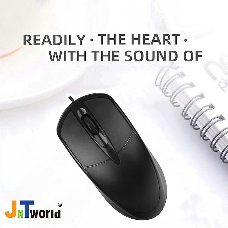 JNTworld Wired USB Mouse For PC Laptop Computer Optical Scroll Wheel Black FULL SIZE