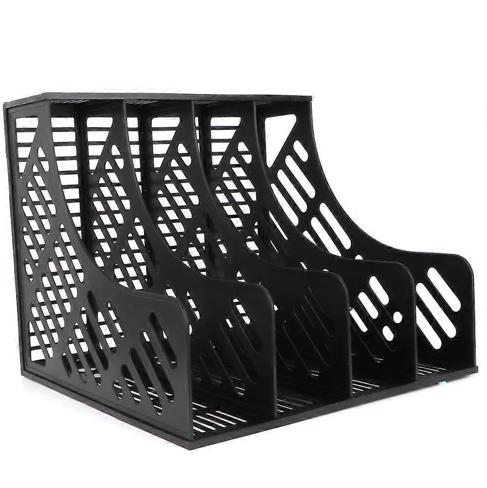 File Holder 4-Grid Document Tray 30.5cm Black Desktop Organizer