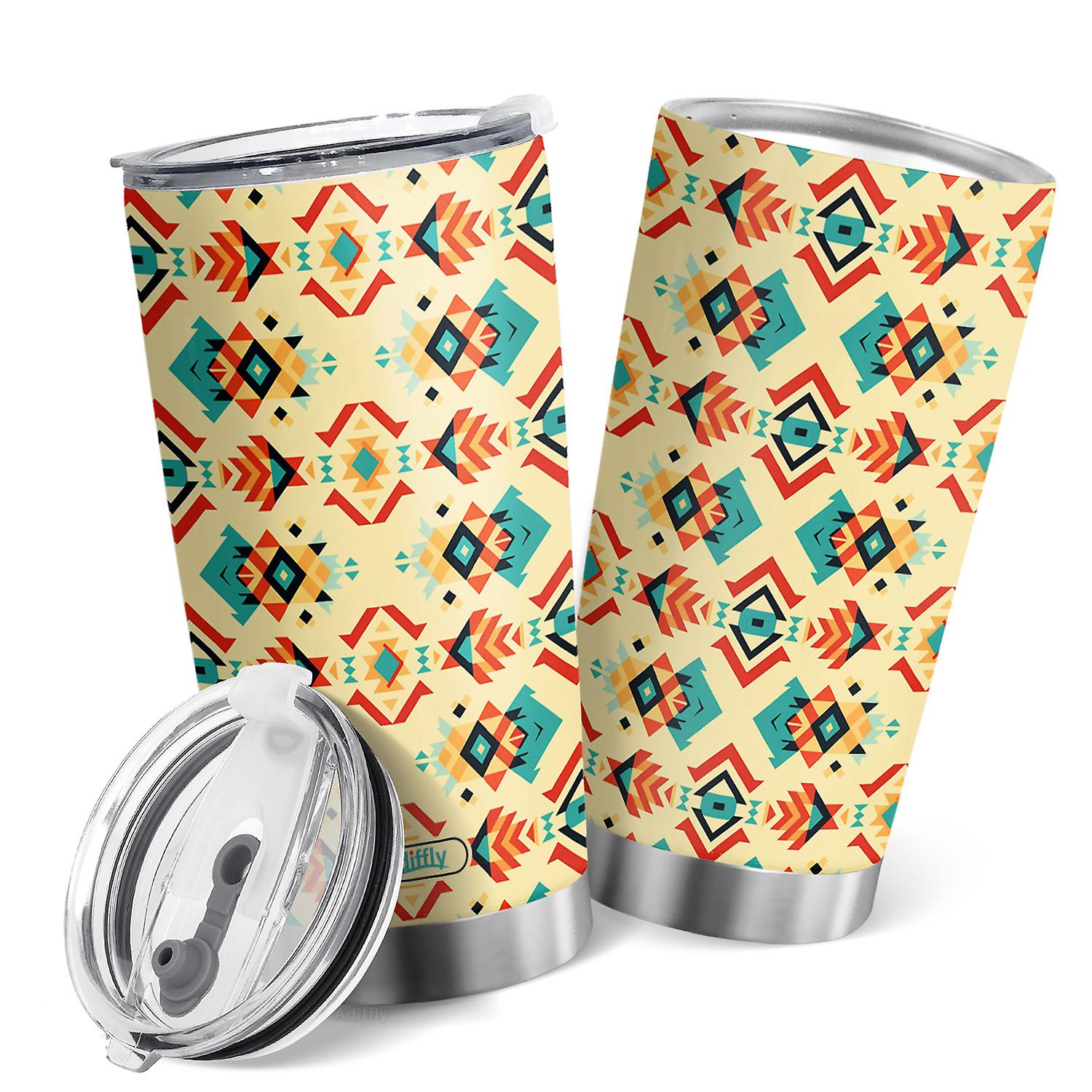 Oasisdream sklenice s béžovým pozadím Abstraktní vzor tištěný dvoustěnný nerezový šálek na kávu