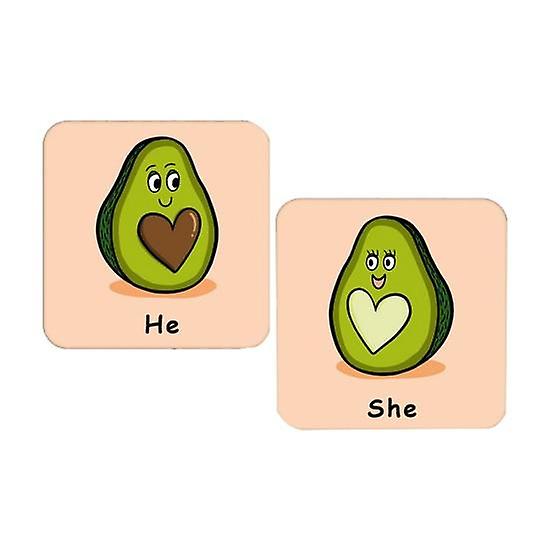 2Pcs Couple Avocado Acrylic She Heat-resistant Coaster He And Non-slip Table Protection Countertop Square Drink