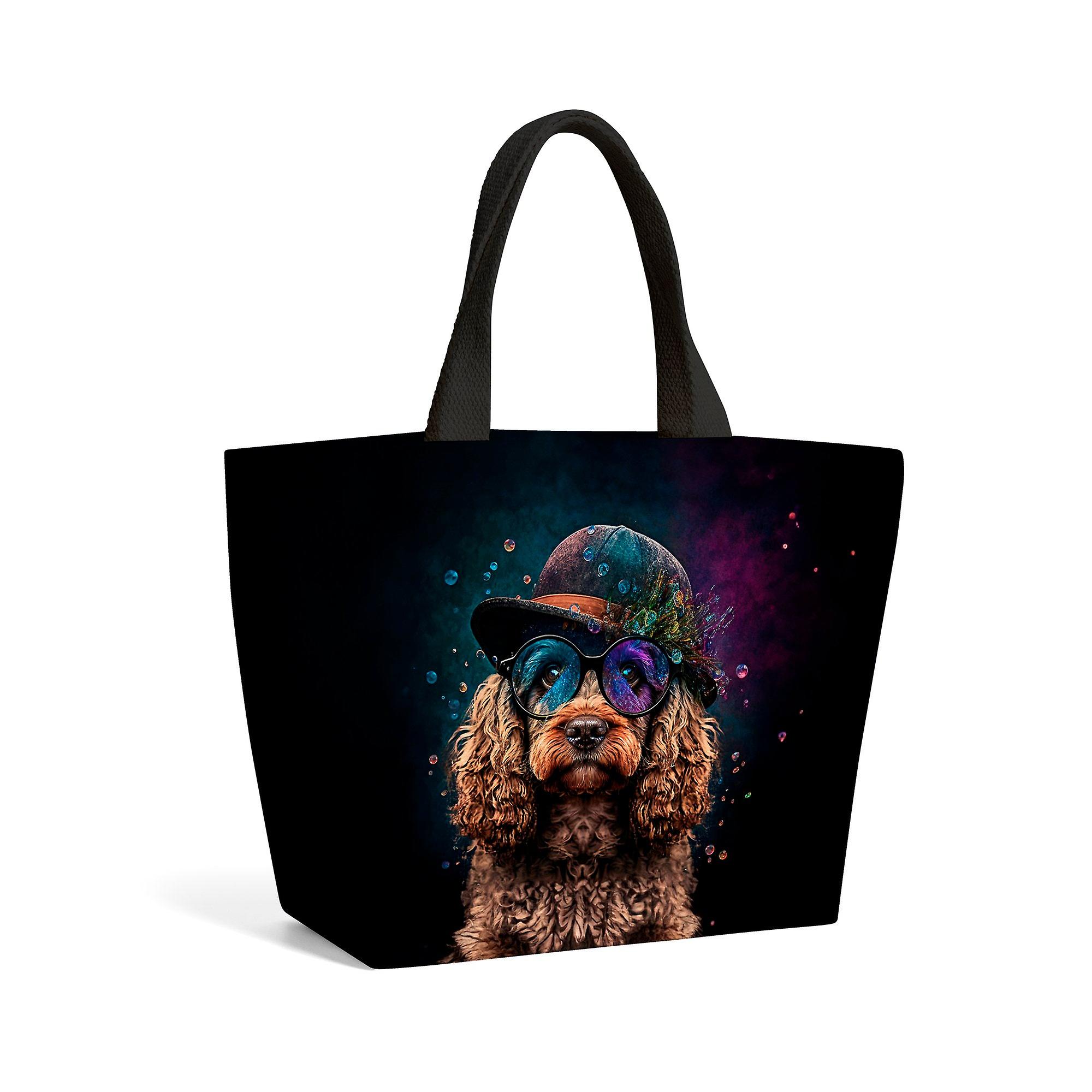 Cockapoo Dog Face Splashart Beach Shopper Tote Bag