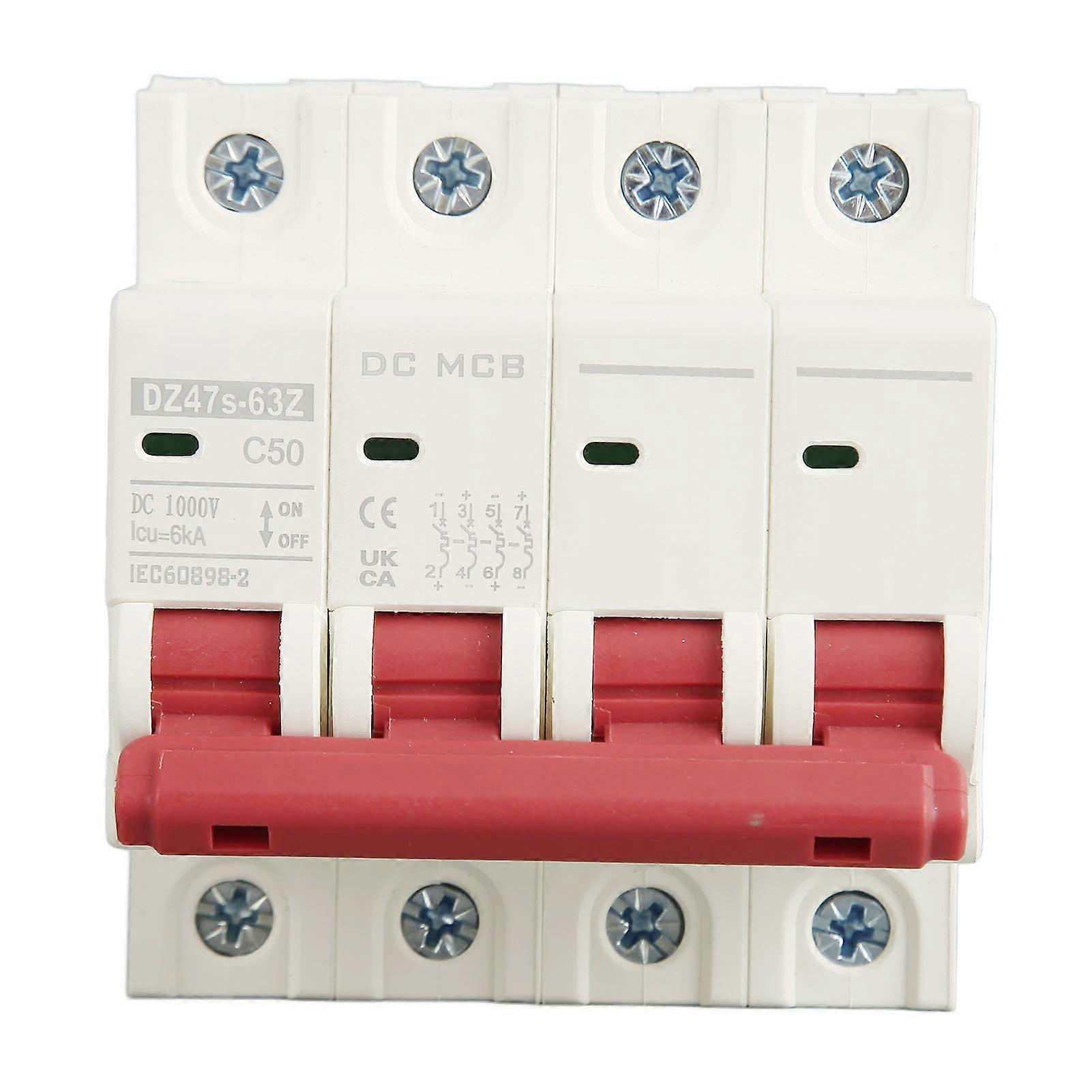 4P Small Circuit Breaker 6000A Breaking Capacity Solar PV System Mini Circuit Breaker DC1000V 50A