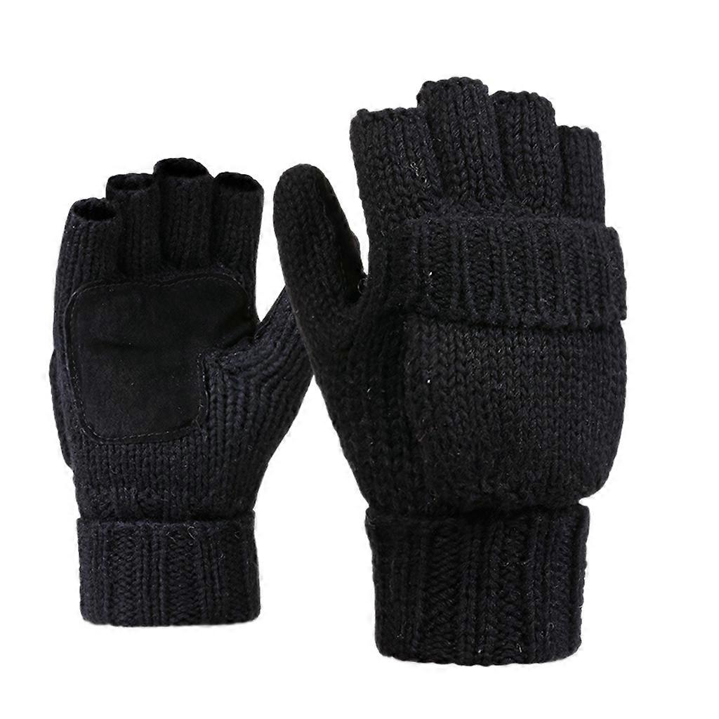 unbrand Gants unisexes en laine Isolation thermique Gants sans doigts Hiver Chaud Tricot Convertible