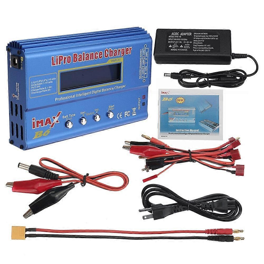iMax B6 80W 6A Battery Balance Charger T Plug Output for 1-6S Lipo Battery