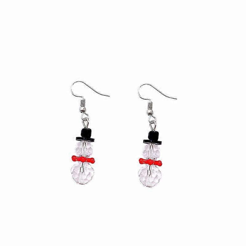 Handcrafted Snowman Earrings Created with Crystal