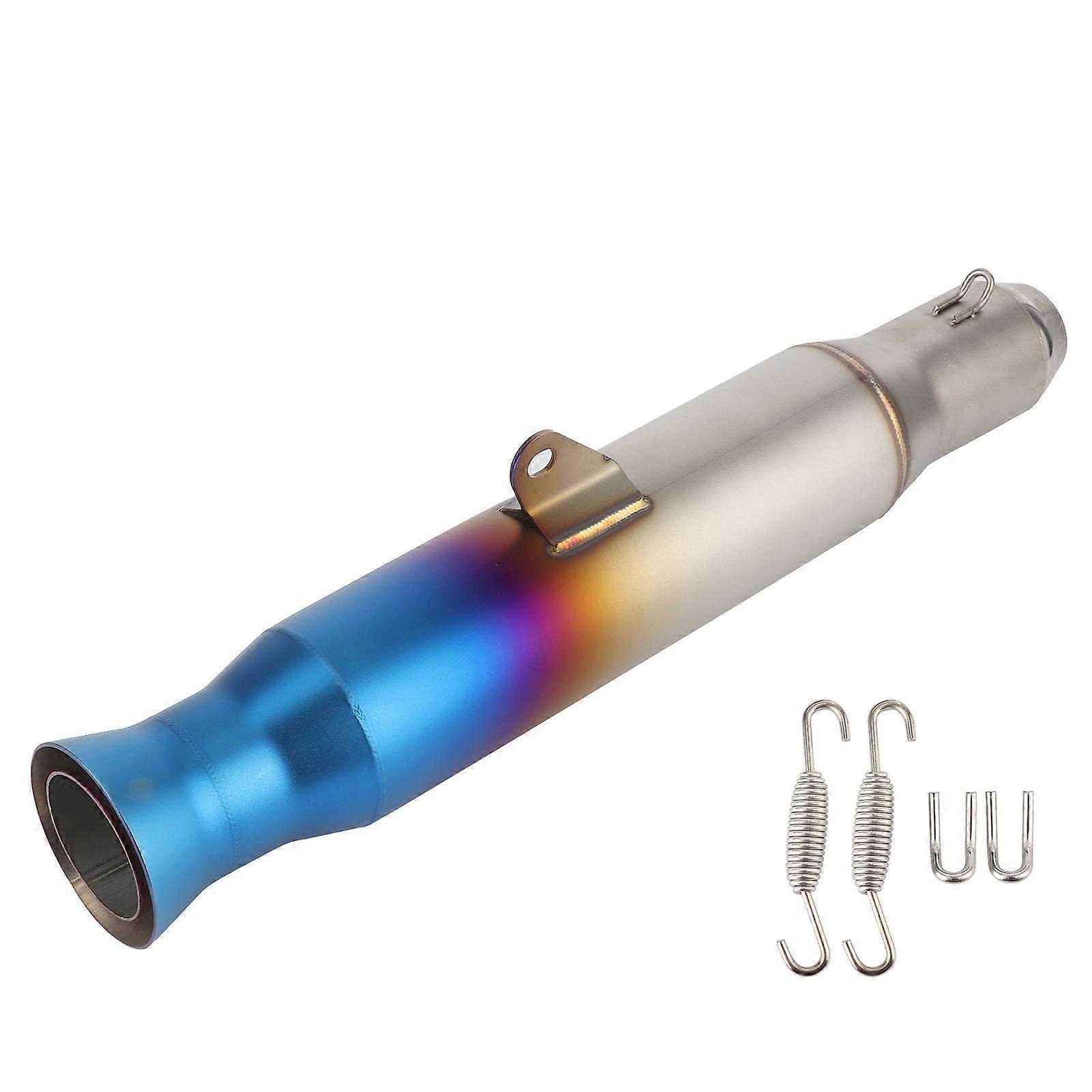 1.5~2in Exhaust Tail Pipe Tube for GP Racing Style Stainless Steel Universal for Motorcycle(Titanium Blue ) E2U713