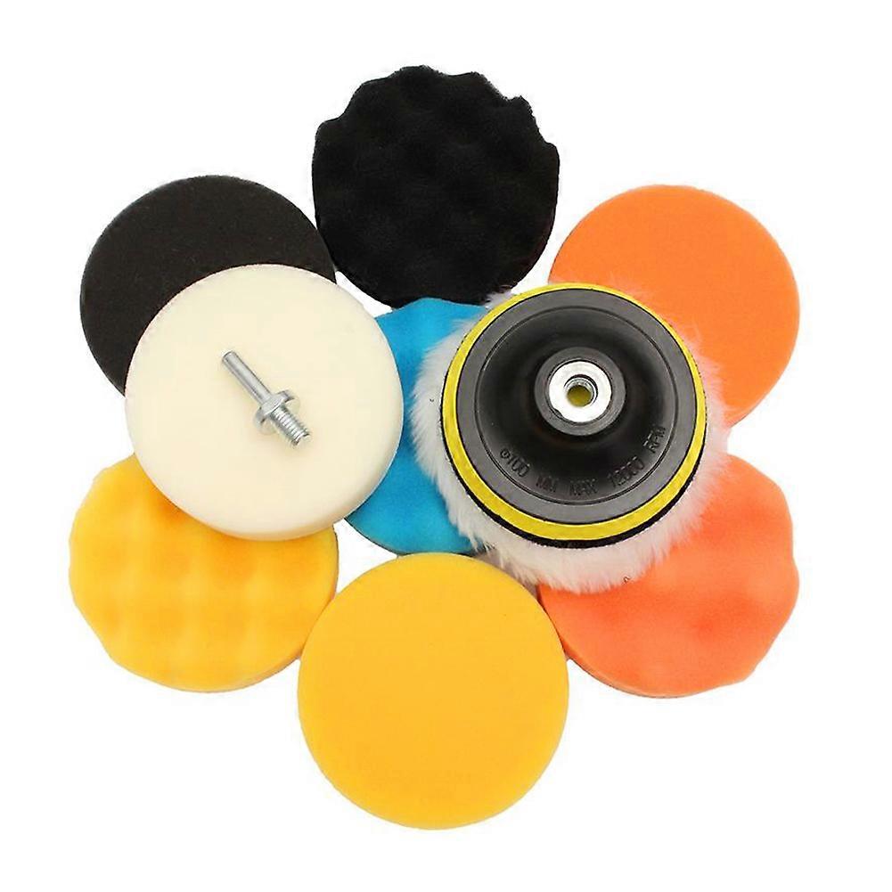 11pcs 7" Sponge Buffing Polishing Waxing Pad Kit For Car Polisher Buffer With Drill Adapter