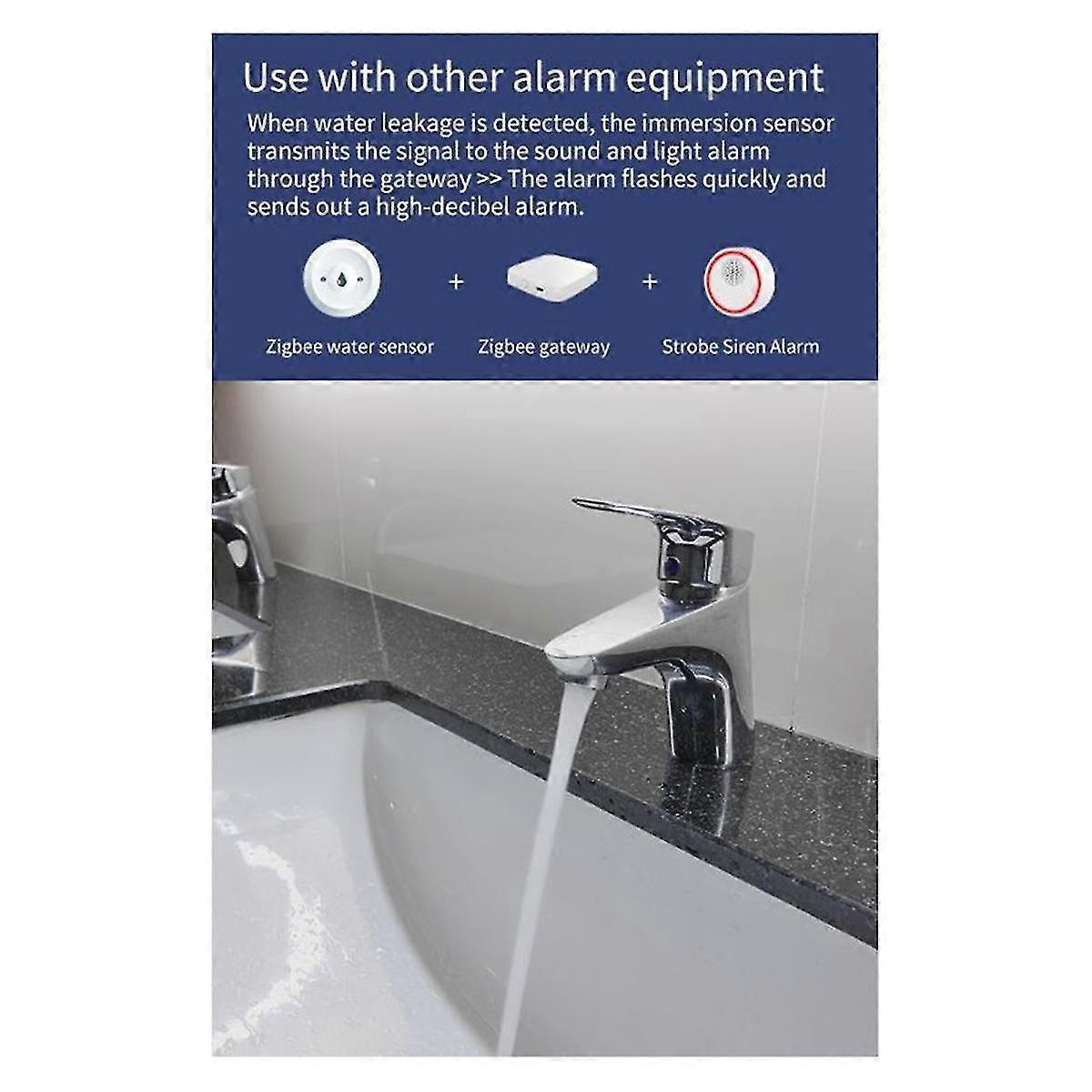 Graffiti Zigbee Flood Sensor Smart Water Sensor Lekkasje Alarm Flood Sensor Multifunksjon Flood Sens