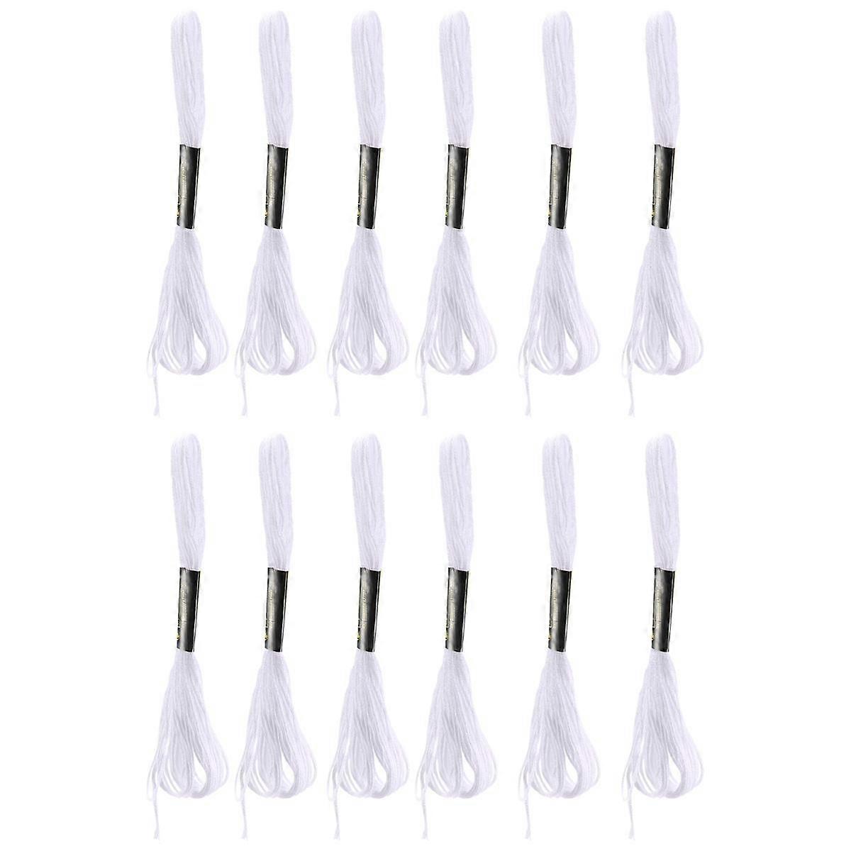 12x White Anchor needle Cotton Embroidery Thread Floss Skeins Sewing Craft