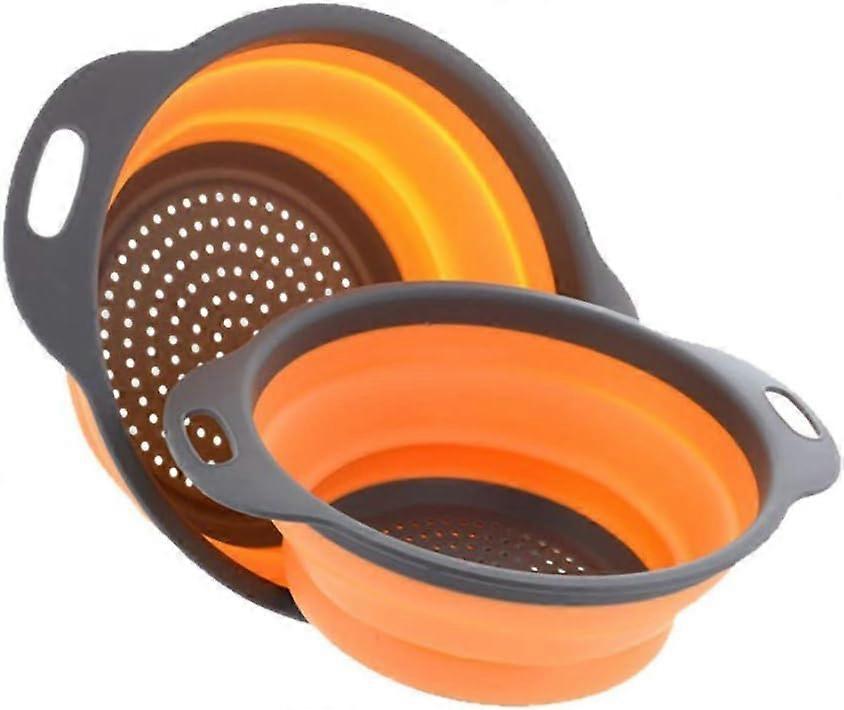 2 件硅胶折叠引流篮、蔬菜洗脸盆、水果盘