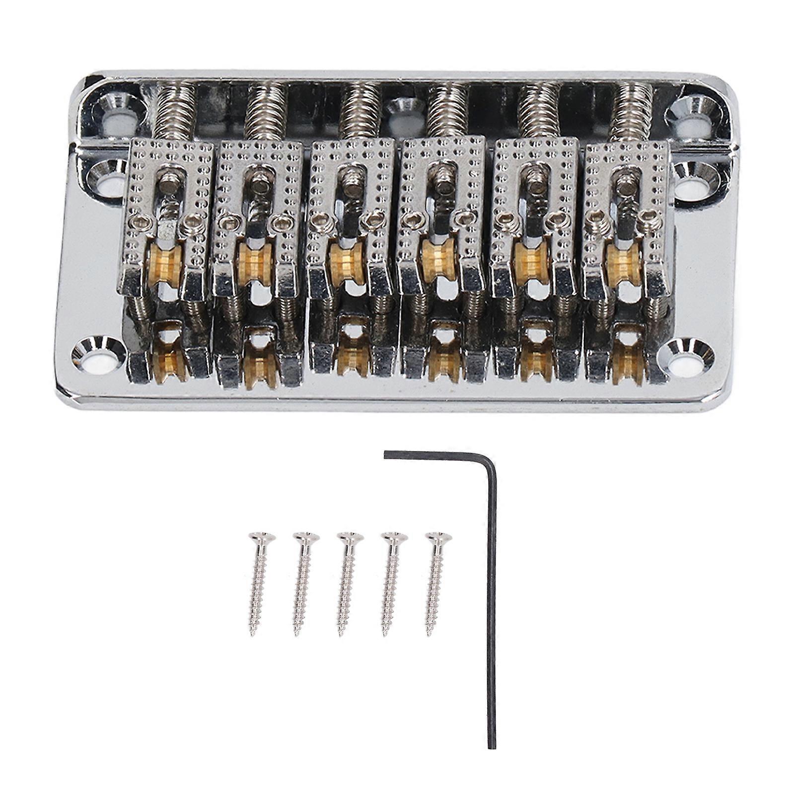 Hardtail Saddle Bridge 6 String 78mm Zinc Alloy Copper Electric Guitar Bridge for Replacement Silver