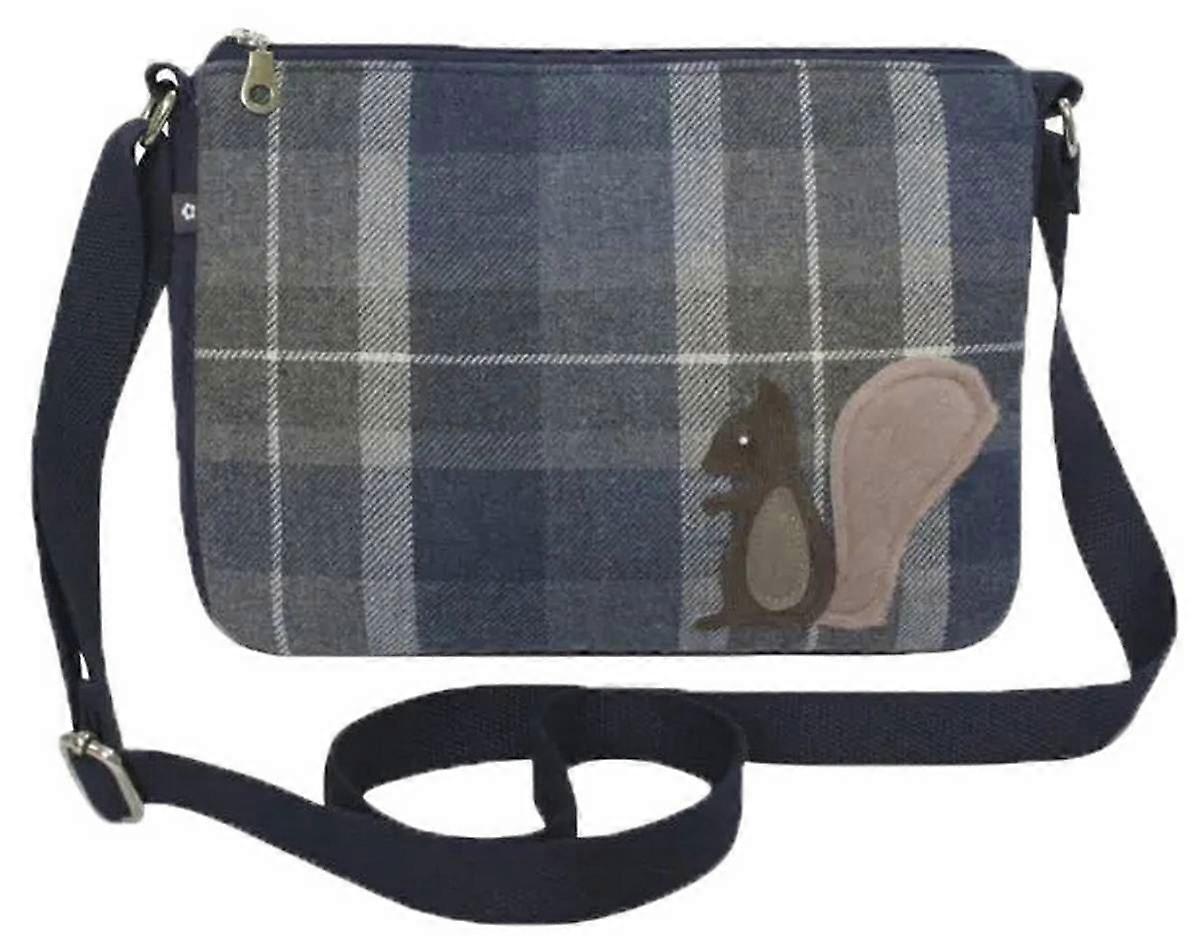 Earth Squared Tweed Squirrel Applique Messenger Bag - Humbie Navy
