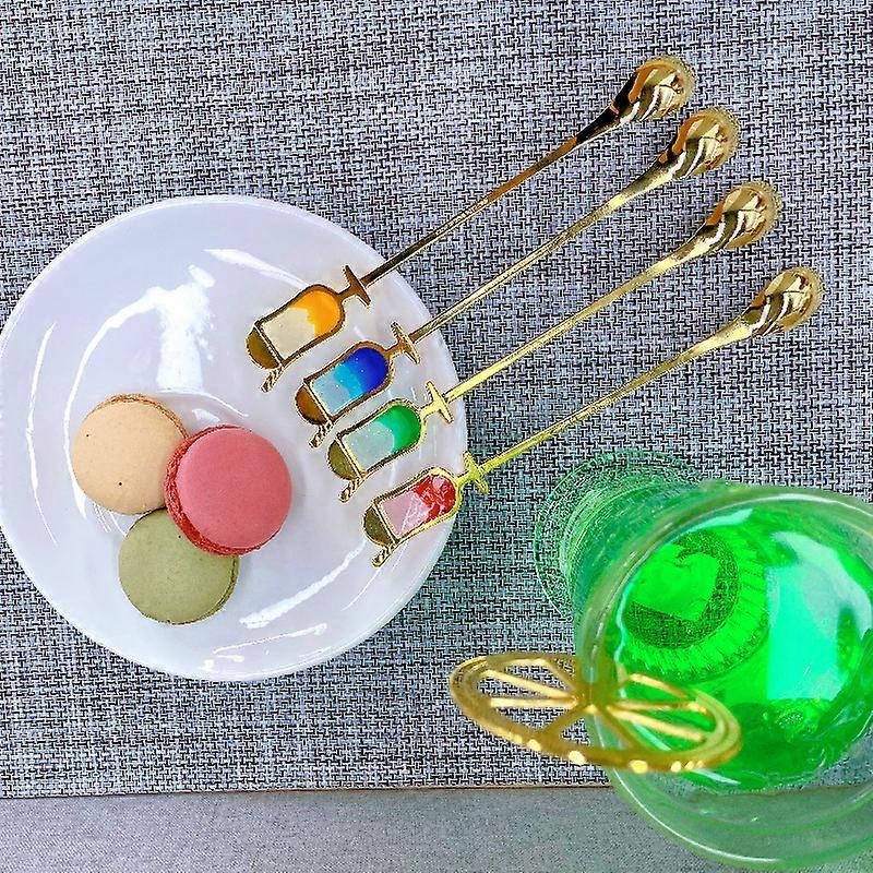 Cuchara de acero inoxidable Cuchara para remover café Cuchara chapada en oro Cuchara de oro hecha a mano comida occidental