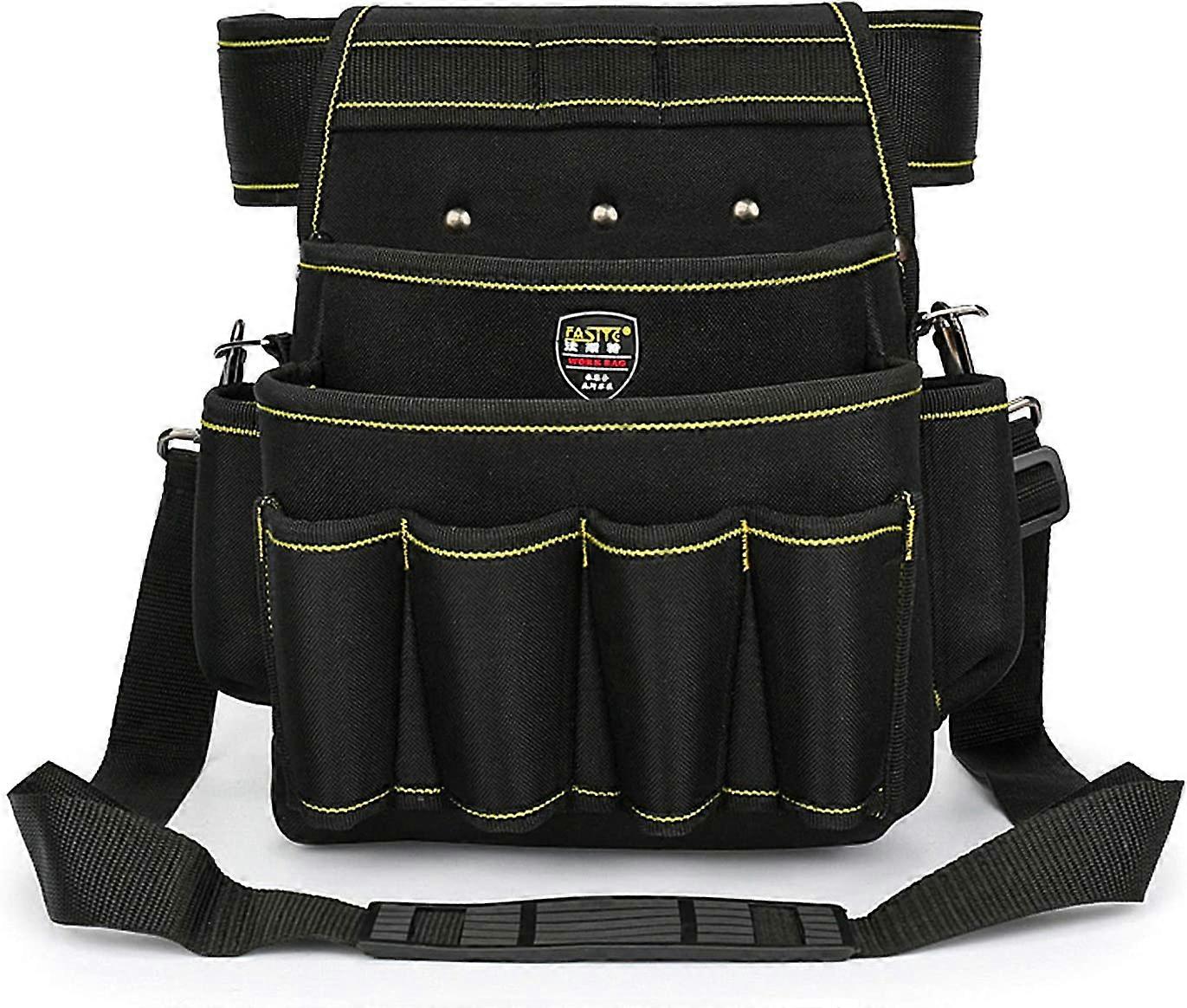 Belt Tool Holder Canvas Tool Bag 4 Compartments Black