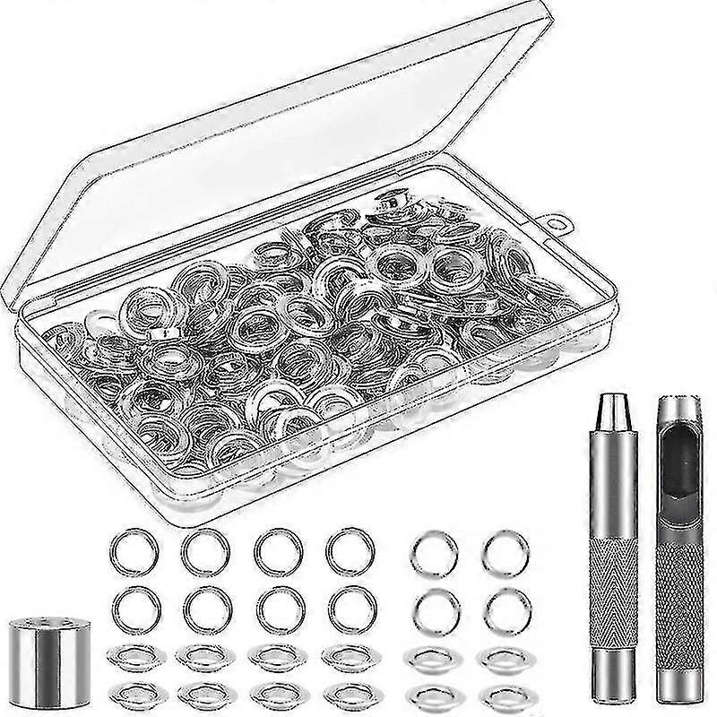 Grommet Tool Kit 12mm Eyelets, Pliers Set And 100 Eyelet Sets With Storage Box For Tarpaulin, Leather, Fabric And More