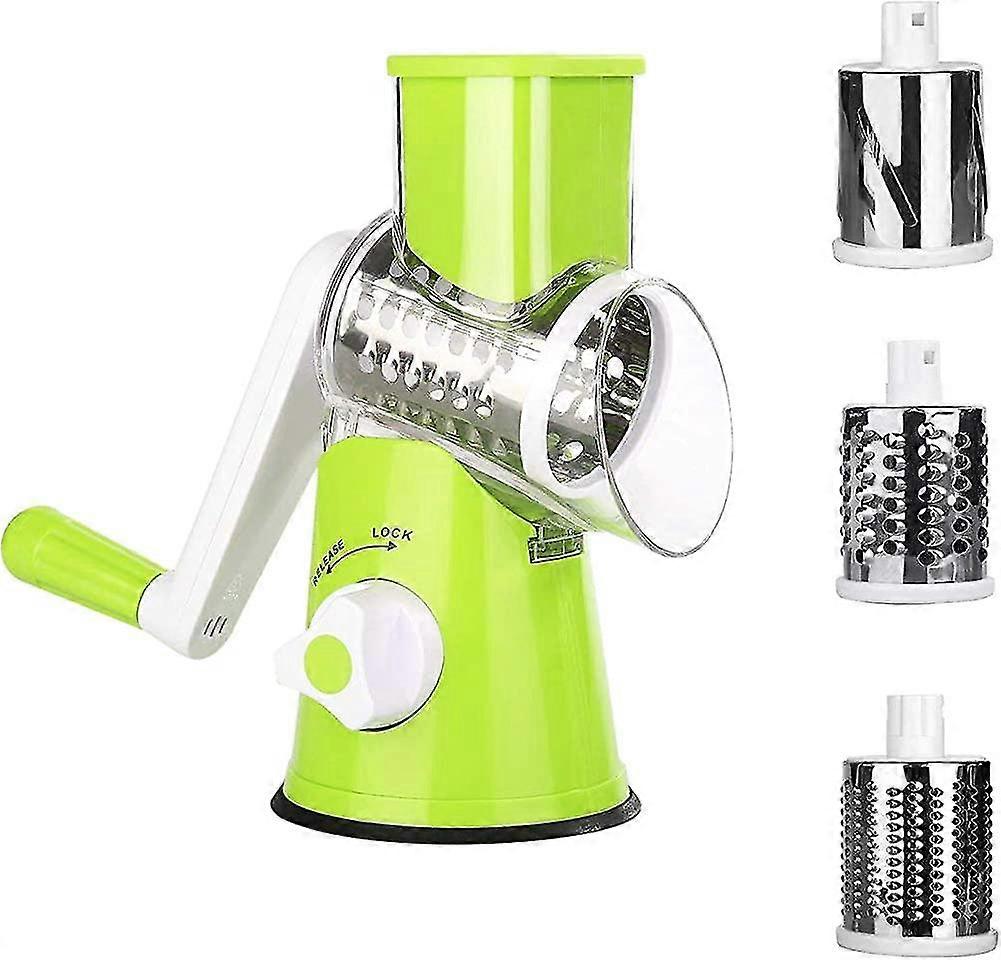 Manual Vegetable Slicer, Rotary Grater Vegetable Triple Cheese Shredder Nut