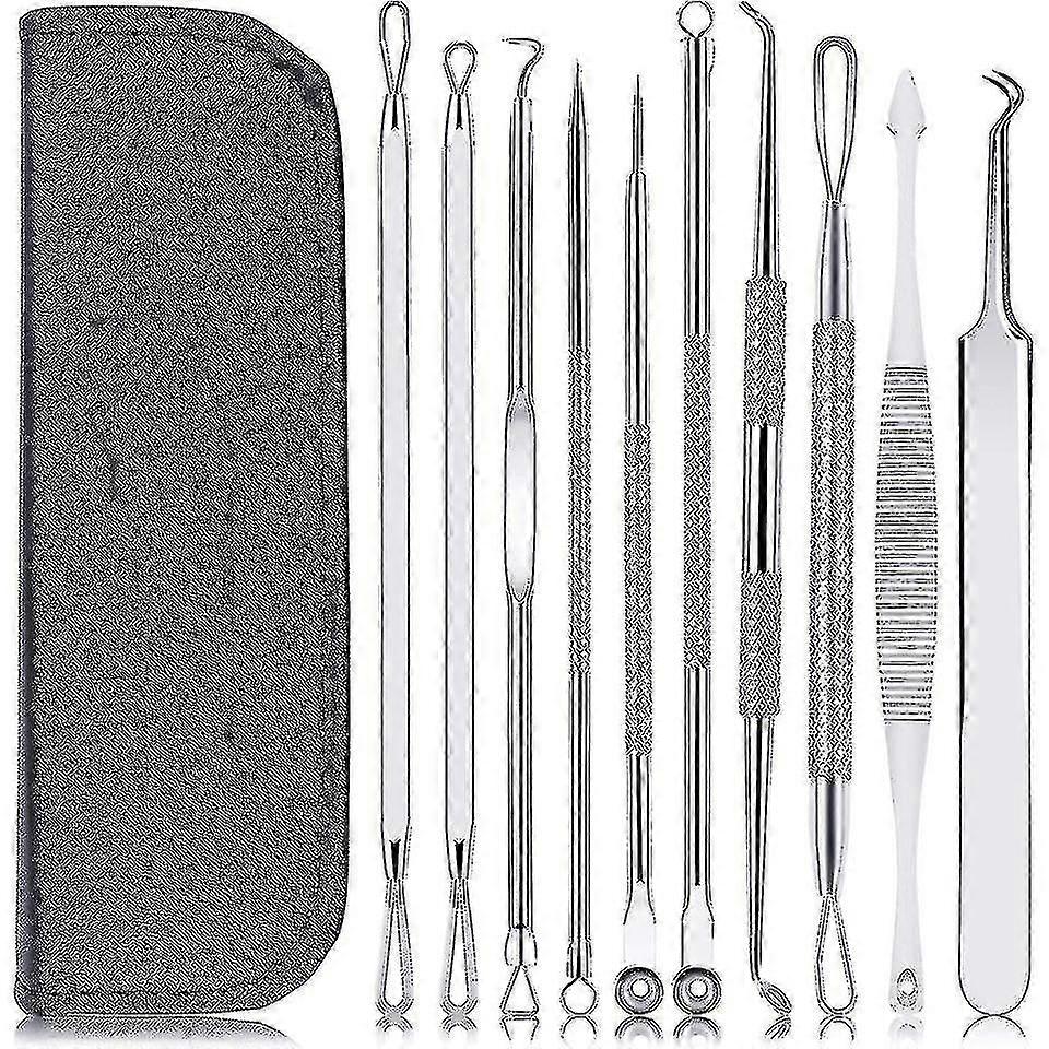 Blackhead Remover Pimple Popper Tool Kit 10 Pcs, Comedone Pimple(silver)