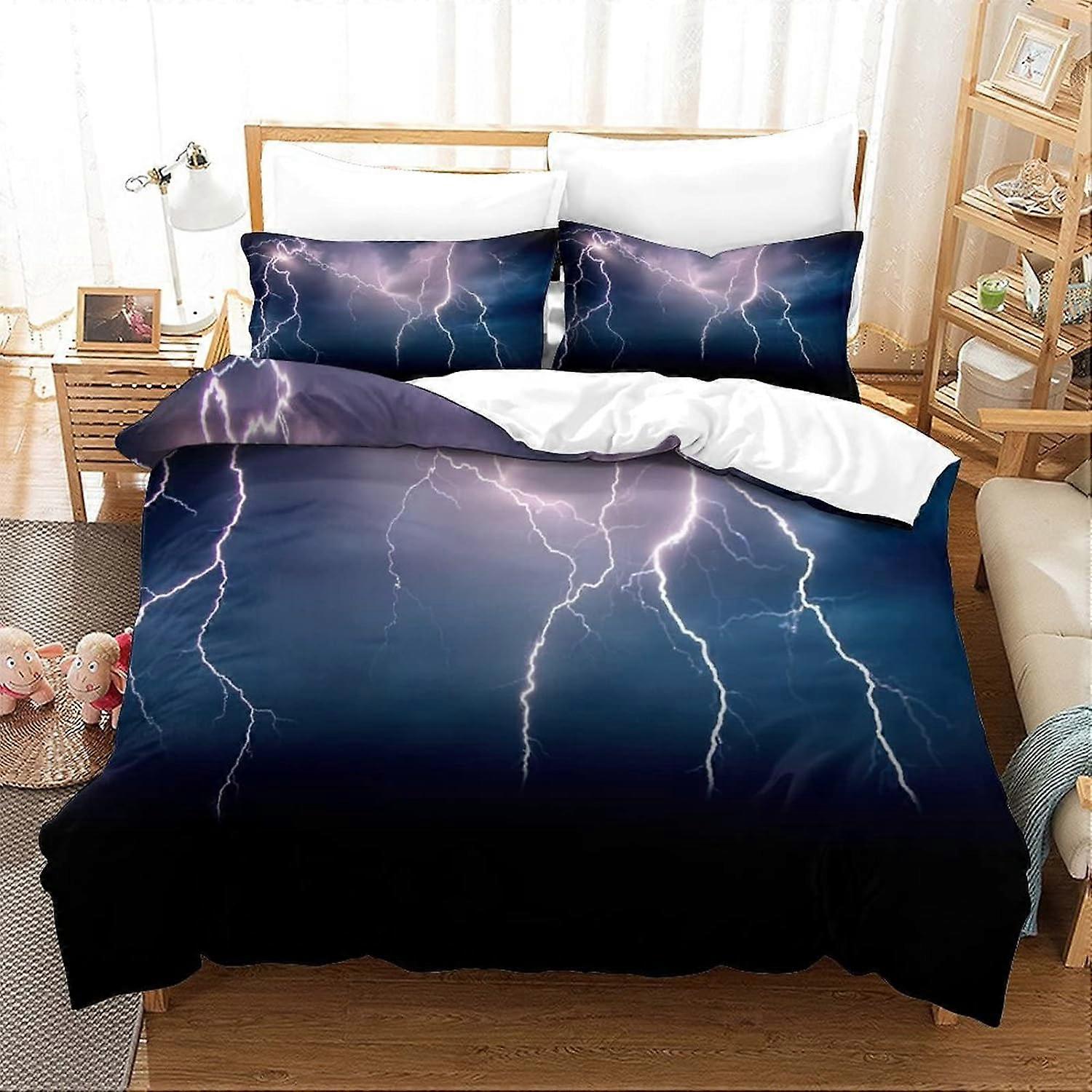 Lightning D Bedding Set, Easy Care Soft Microfiber Pillowcases Bedding Set for Boys Girls Adults Pieces with Single Zipper Closure