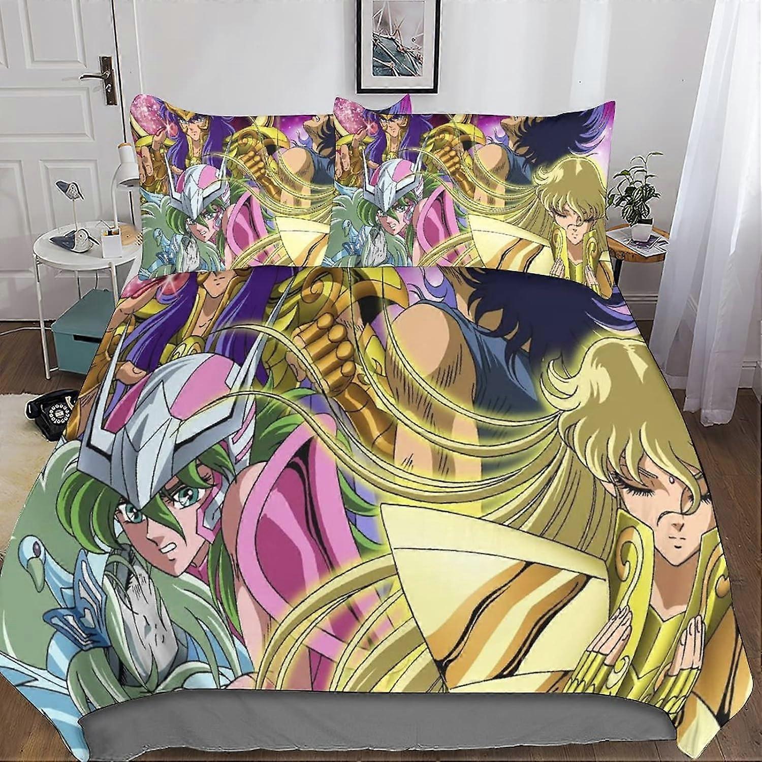 Kerota Saint Seiya 3D Print Microfiber Bedding Set with Zodiac Duvet Cover and Pillowcases Suitable