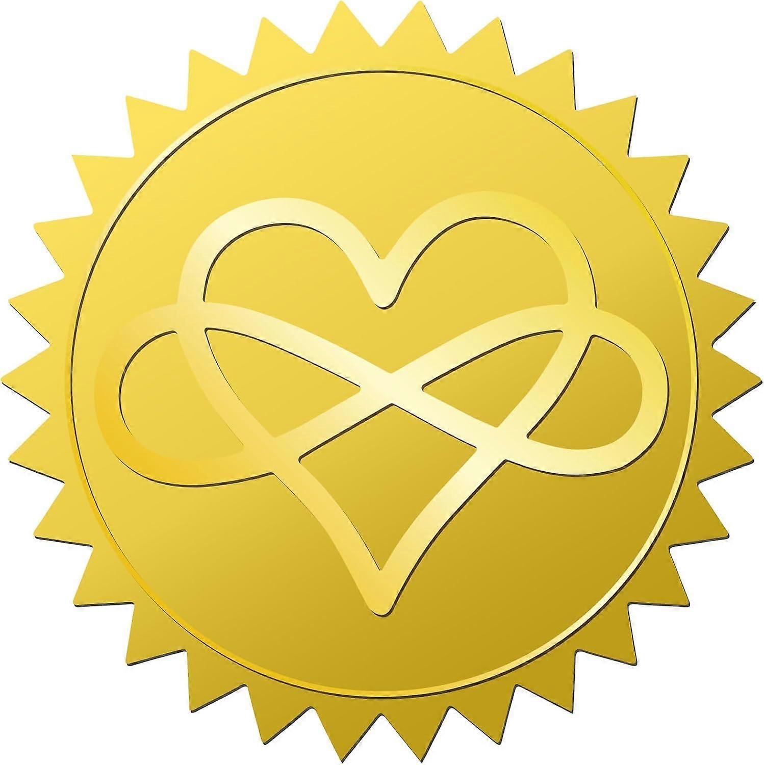 408pcs 2 Inch Heart Gold Embossed Envelope Seals Stickers Everlasting Love Round Gold Foil Stickers Certificate Seals Self Adhesive Stickers for Valen