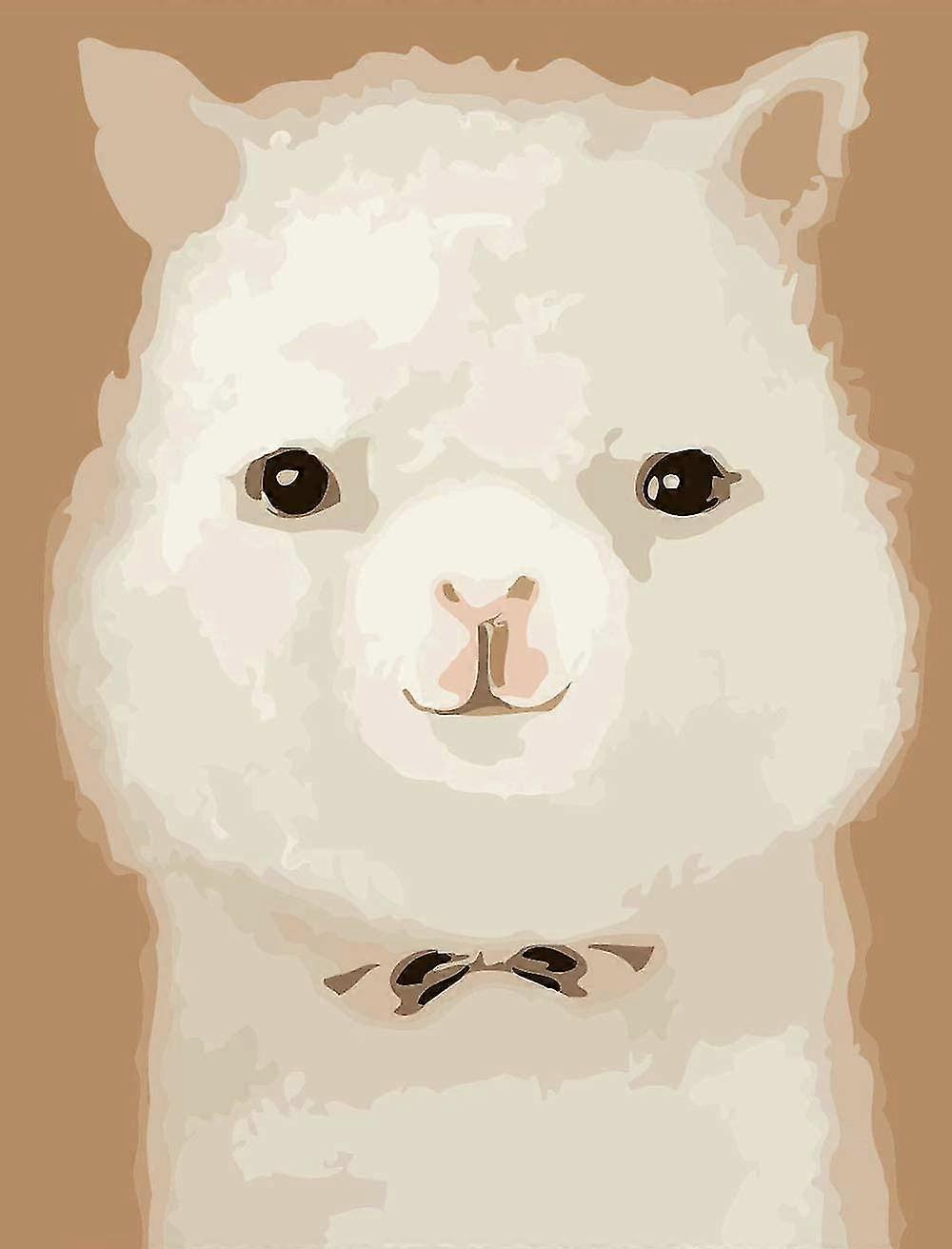 Various Cute Animal Series Paint By Numbers For Adults Kids Beginners Easy Acrylic On Canvas With Paints And Brushes, Alpaca
