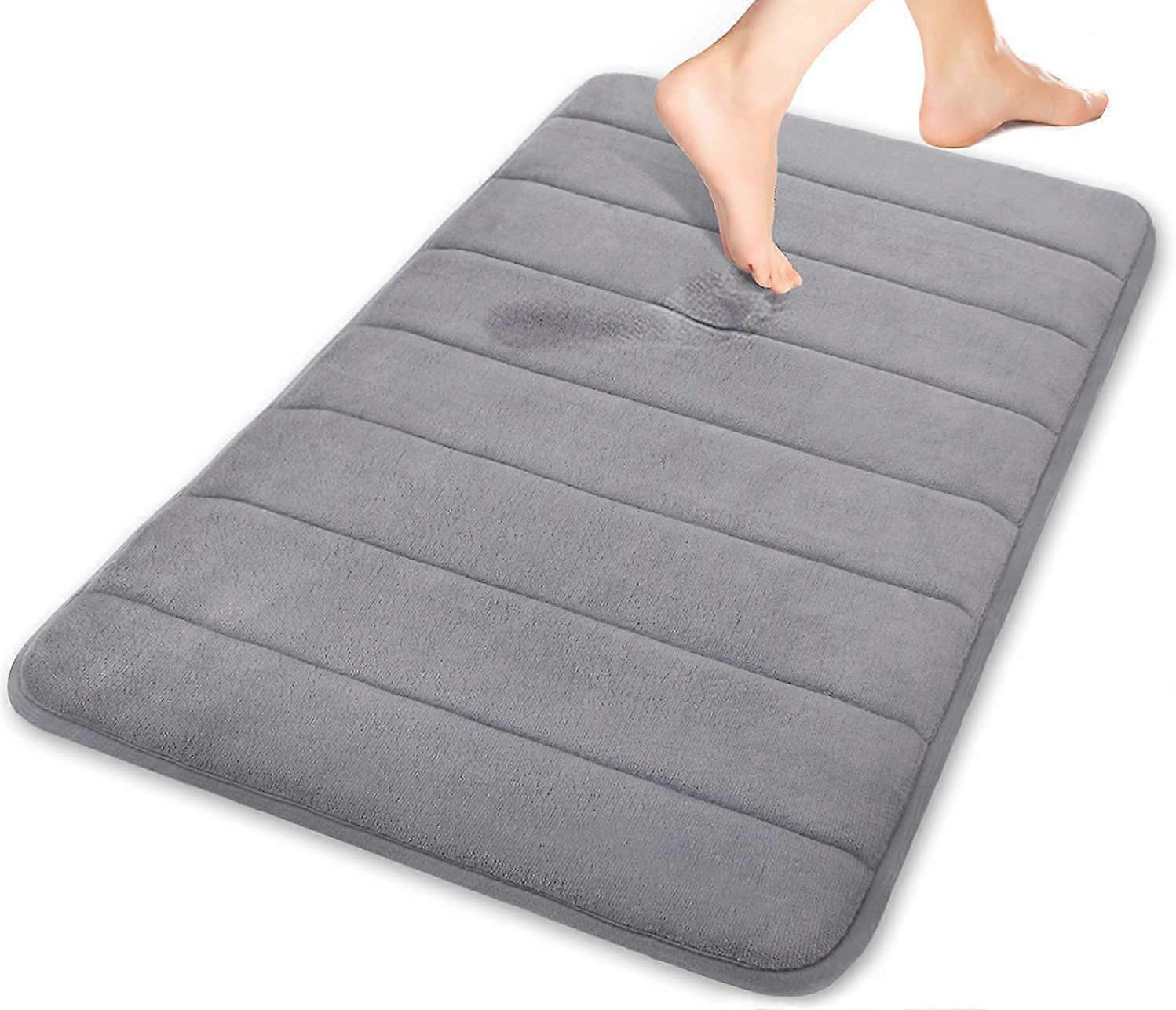 ZK-Memory Foam Bathroom Mat, Soft and Comfortable, Super Absorbent, Non-Slip, Thickened, Machine Washable, Easy Dry, For Bathroom Mat (Grey, 80 x 50 c