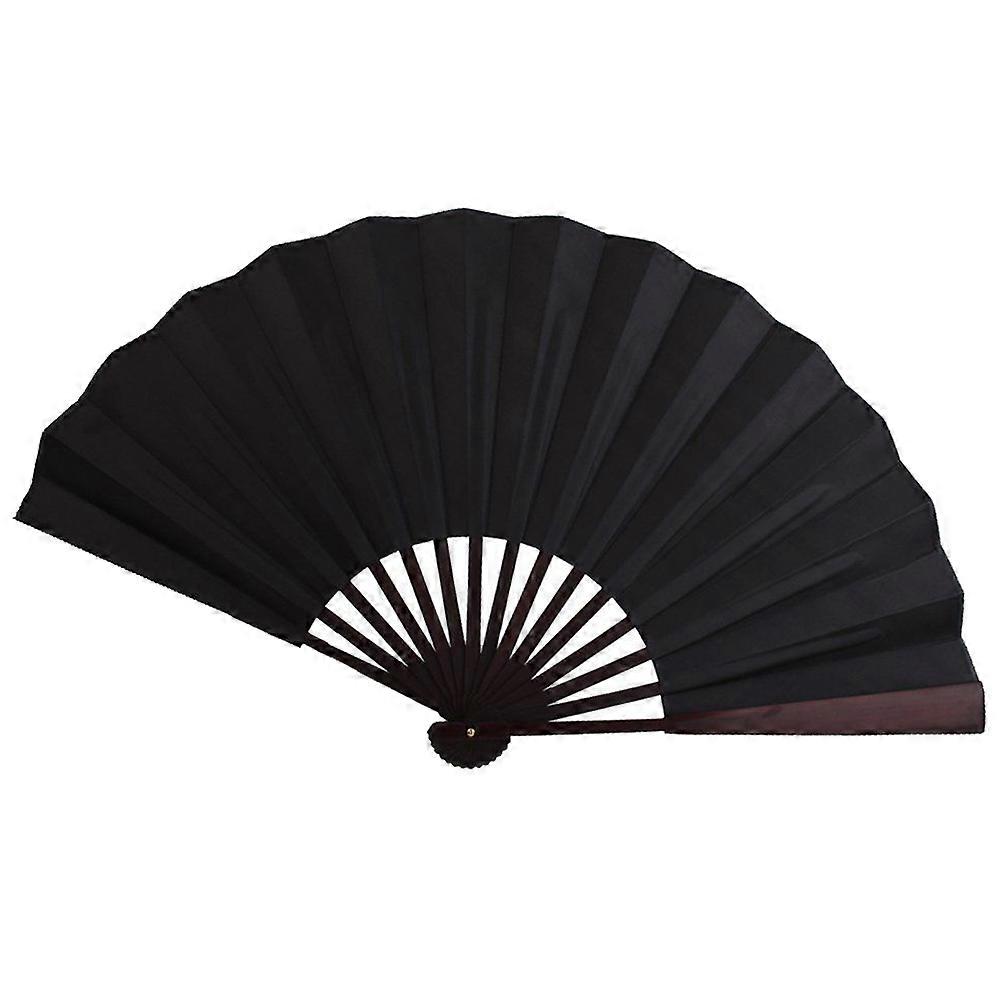 Folding Blank Hand Fan Calligraphy Writing Dancing Fan for Men's 33cm - Black