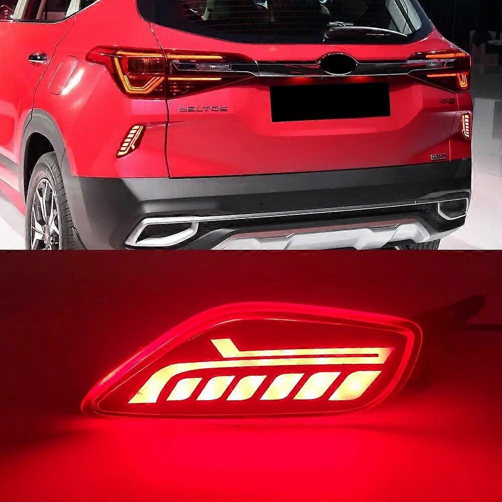 CSCSNL 2PCS Car LED Reflector Tail Light Rear Bumper Light Rear Fog Lamp Brake Light Turn Signal For Kia Seltos 2019 2020 2021