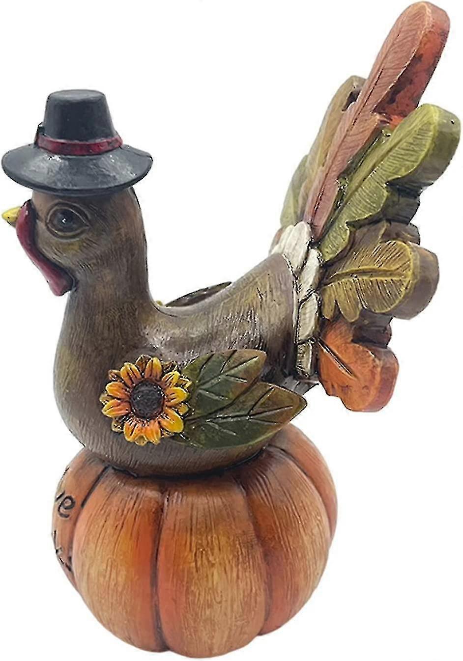 Turkey With Pumpkin Resin Statue Desktop Ornaments Innovative (orange1pc)