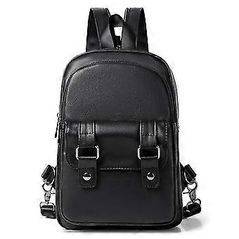 Mini Pu Backpack Shoulder Bag Chest Bag Magnetic Buckle Design Portable Travel Unisex Bag