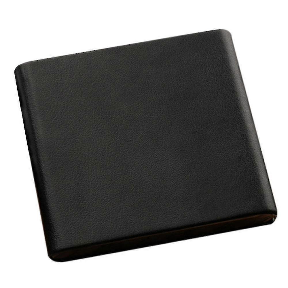 Cowhide Cigar-ette Boxes Vertical Flip Leather Wallet Case Black