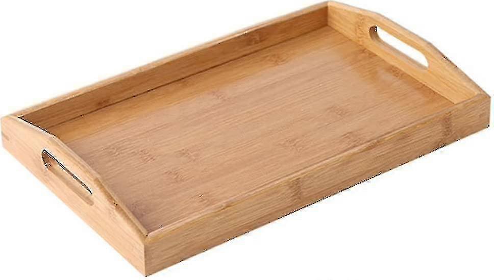 Serviertablett Bambus - Holztablett mit Griffen - Ideal für Tabletts, Teetablett, Bartablett, Frühstückstablett, - Gut für Partys oder Betttablett (13,7 * 8,6 *