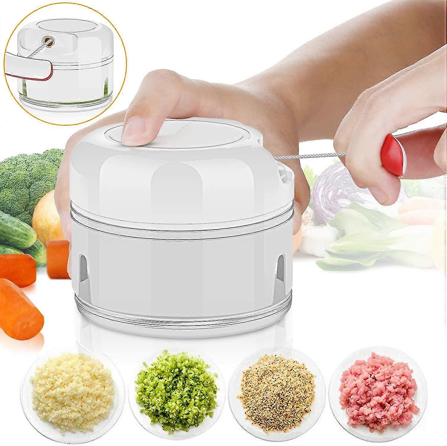 Vegetable Chopper, Mini Onion Chopper, Multi Chopper, Manual Small Onion Chopper, 170 Ml, White