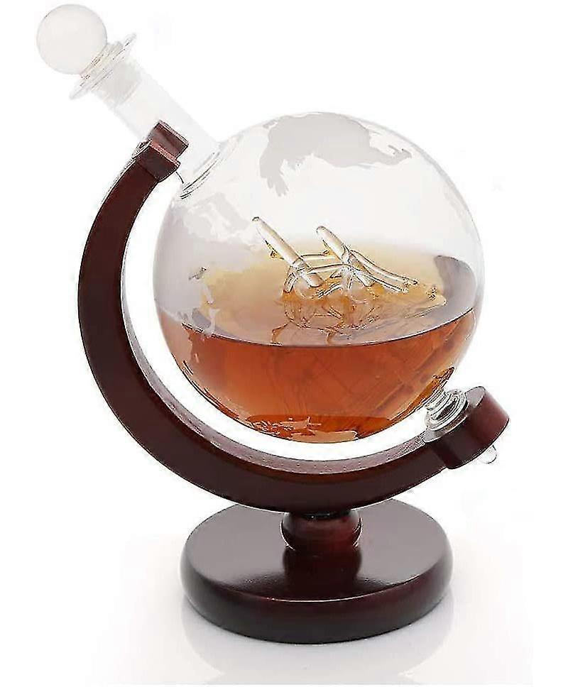 Whiskey Decanter In Globe Design - World Globe Decanter Made Of Glass With Sailing Ship Decor - Scotch Decanter - Gift For Men - 850ml - Made By Hand