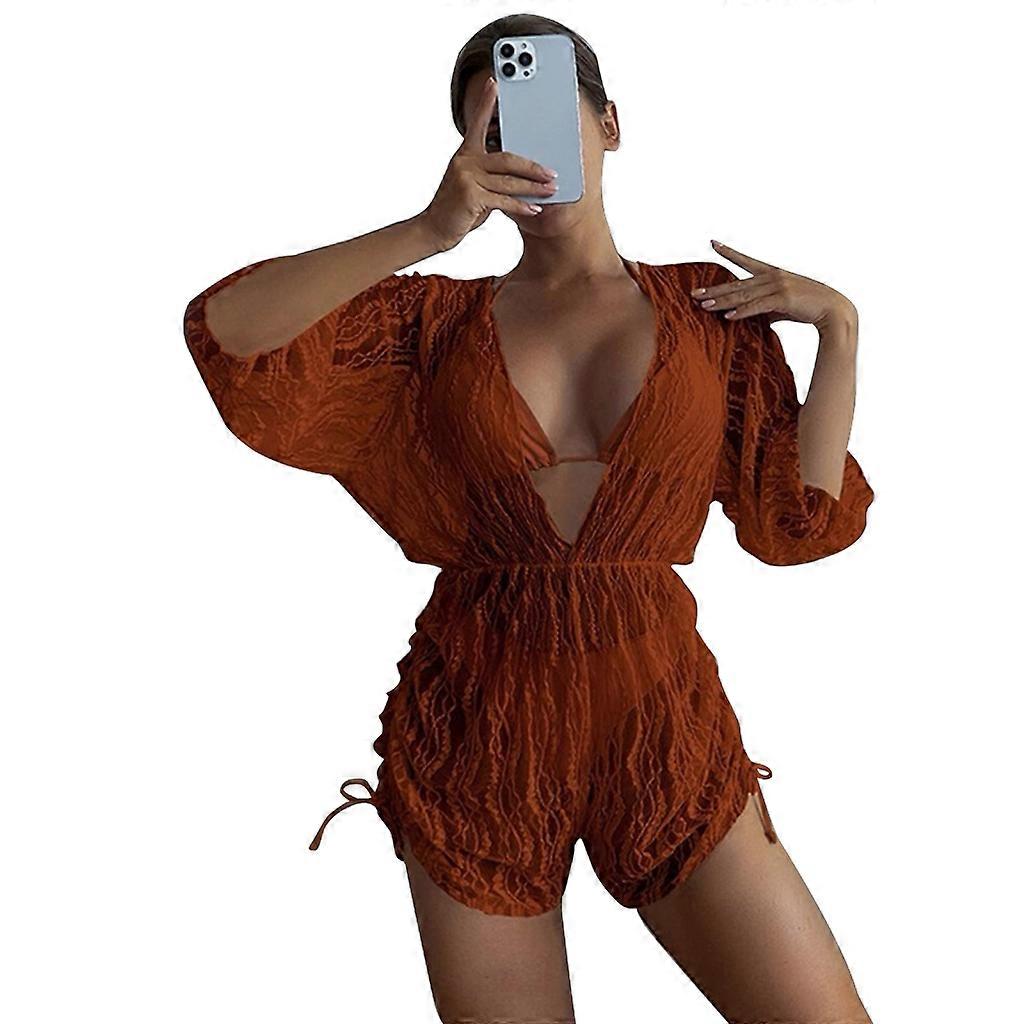 المرأة ملابس السباحة الصلبة ثوب السباحة 3 قطع البيكينيات مجموعة مع الدانتيل حتى التستر